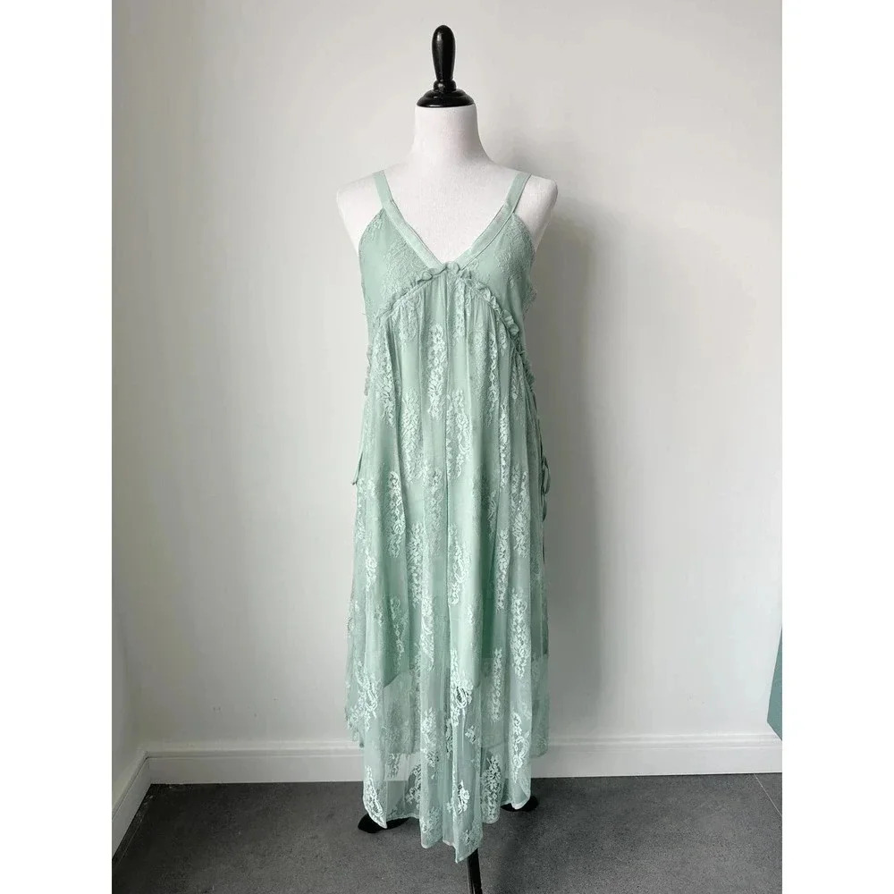 & Other Stories NWT Lace Midi Dress - Mint Green - Size 8 - Picture 3 of 14
